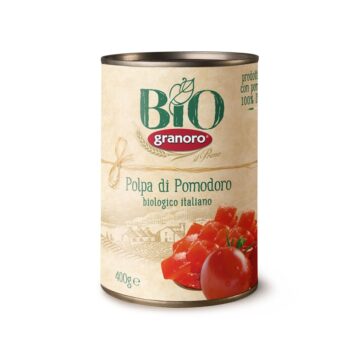 Bio paradicsdarabok saját lében, Polpa di Pomodoro Biologico 400 g,