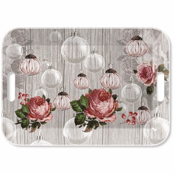 Műanyag tálca Rózsák és Díszgömbök 33x47cm