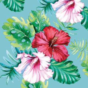 Papírszalvéta Hibiszkusz virágos petrol 33x33cm