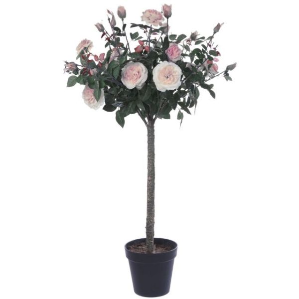 Selyemvirág rózsafa cserépben pink 121 cm