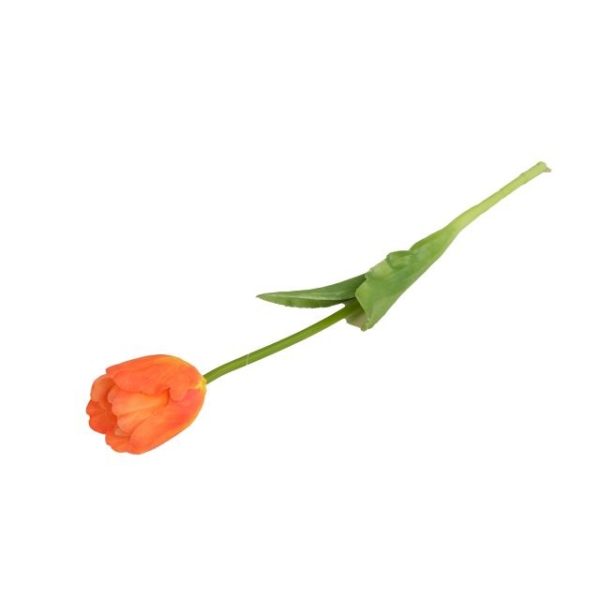 Selyemvirág élethű tulipán szálas gumi, narancs 41 cm