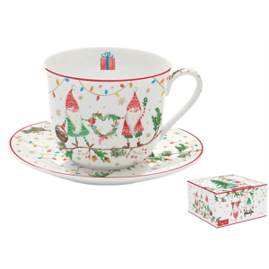 Porcelán reggelizőcsésze+alj 400ml