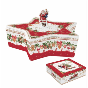 Porcelántároló csillag 22x13cm