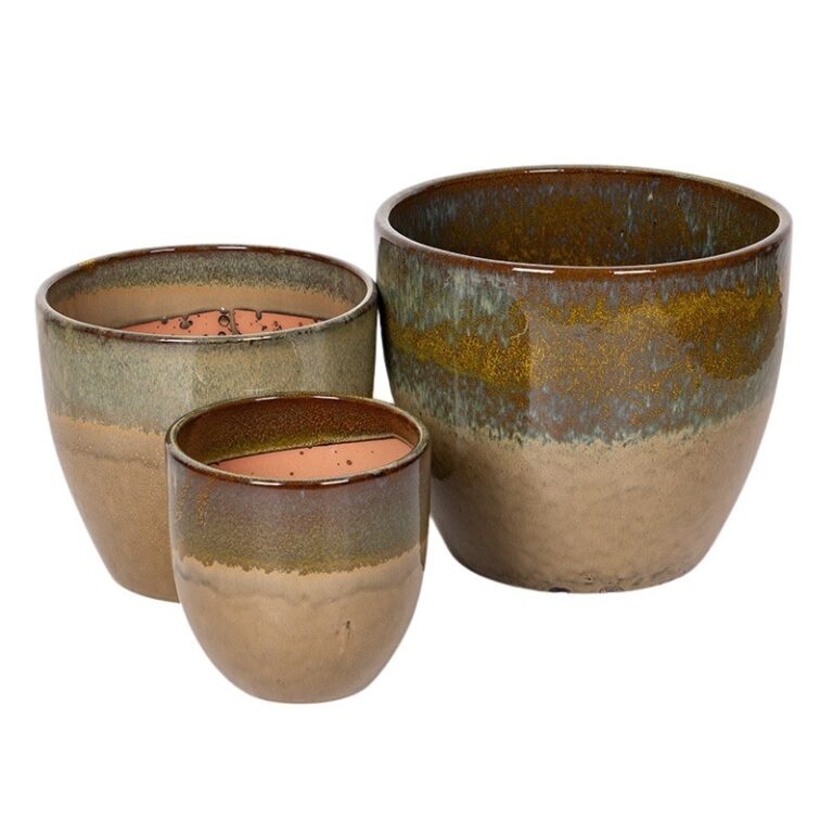 Emerson Classic kerámia növénytartó szett zöldesbarna 22x22-39