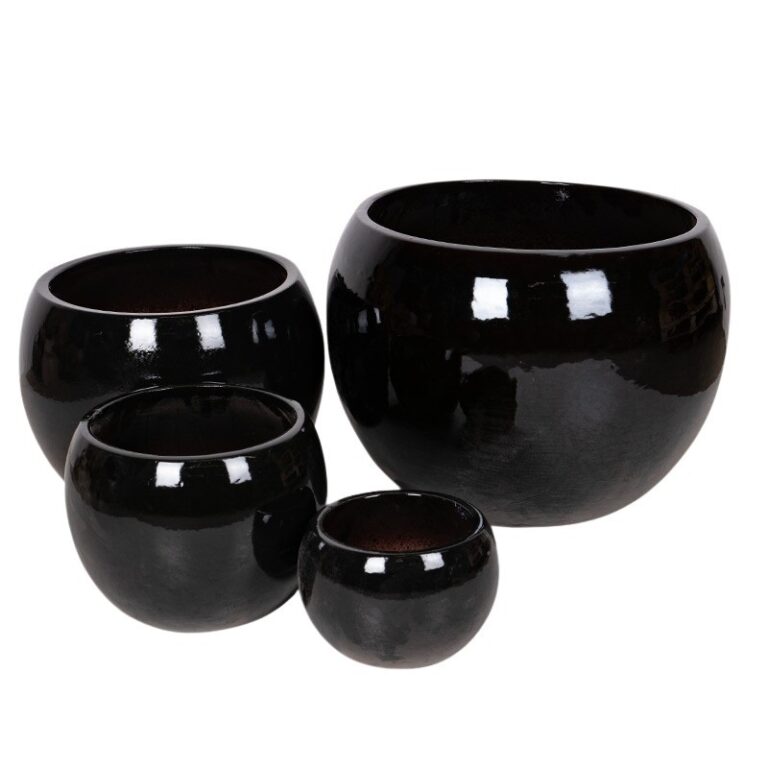 Singa Globe kerámia növénytartó szett fekete 24x16-56x40cm S4