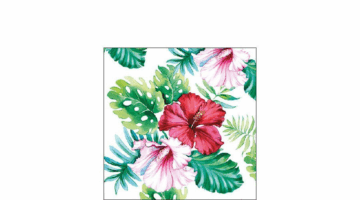 AMB.12513145 Hibiscus Floral White papírszalvéta 25x25cm