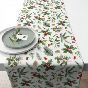 AMB.36616495 Winter greenery white asztali futó 40x150cm