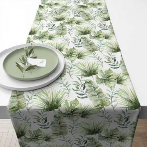 AMB.16618215 Jungle leaves white asztali futó 40x150cm