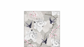 AMB.12517316 Oriental Flowers Grey papírszalvéta 25x25cm