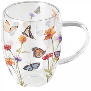 AMB.14219335 Butterfly garden white duplafalú borosilicate üvegbögre 0