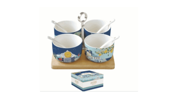 R2S.1464SEAD Porcelán tálkaszett kanállal 4 db-os