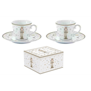 R2S.1107RNUT Porcelán eszpreszócsésze+alj 2 személyes 80ml