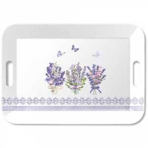 AMB.13919735 Lovely lavender white műanyag nagytálca 33x47cm