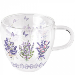 AMB.14419735 Lovely lavender white duplafalú borosilicate üvegcsésze 0