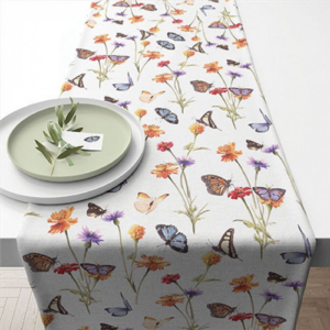 AMB.16619335 Butterfly garden white asztali futó 40x150cm