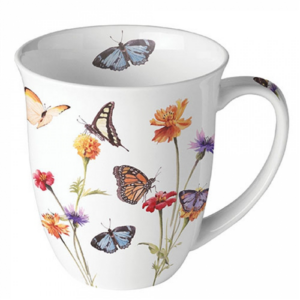 AMB.18419335 Butterfly garden white porcelánbögre 0