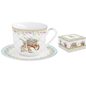 R2S.1182SPBL Porcelán reggelizőcsésze+alj 370ml dobozban