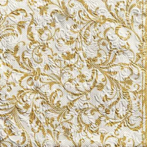 AMB.13307388 Elegance Damask White/Gold dombornyomott papírszalvéta 33x33cm