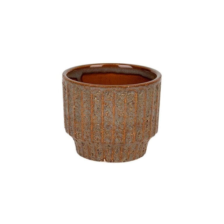 Hudson strukturált kerámia kaspó szürke-mézbarna 17x16cm