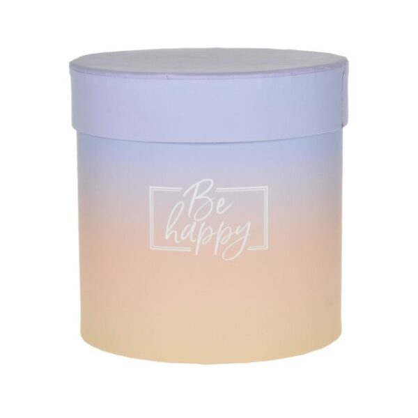 Kalapdoboz "Be happy" felirattal 11x11 cm
