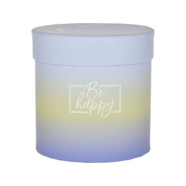 Kalapdoboz "Be happy" felirattal 11x11 cm