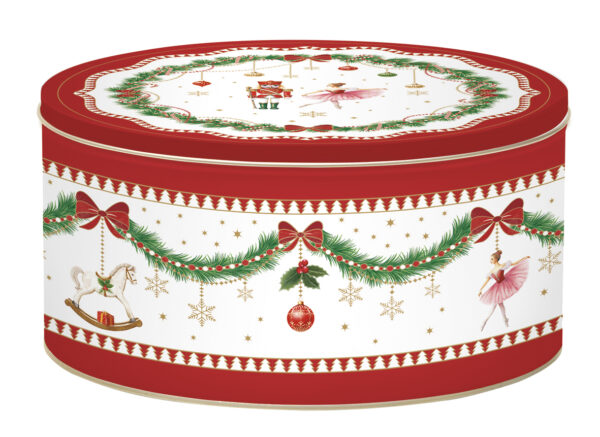 Fémdoboz 3 db-os szett kerek,19,5×8/16,5×7,5/13,5×6,5cm, Magie de Noel