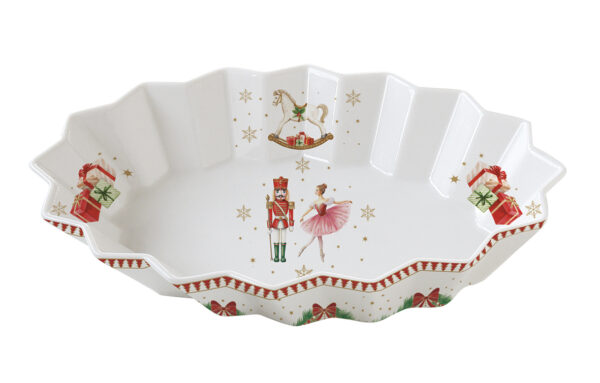 Porcelán ováltálca 27x17x4,5cm, dobozban, Magie de Noel