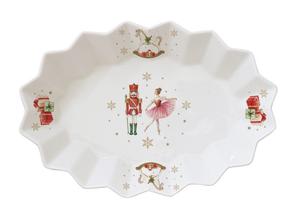 Porcelán ováltálca 27x17x4,5cm, dobozban, Magie de Noel