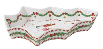 Porcelán fenyőtál 21,5x28,5cm, dobozban, Magie de Noel