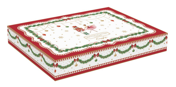 Porcelán fenyőtál 21,5×28,5cm, dobozban, Magie de Noel