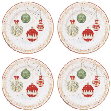 Porcelán desszerttányérszett 4db-os, 19cm, dobozban, Christmas Eve