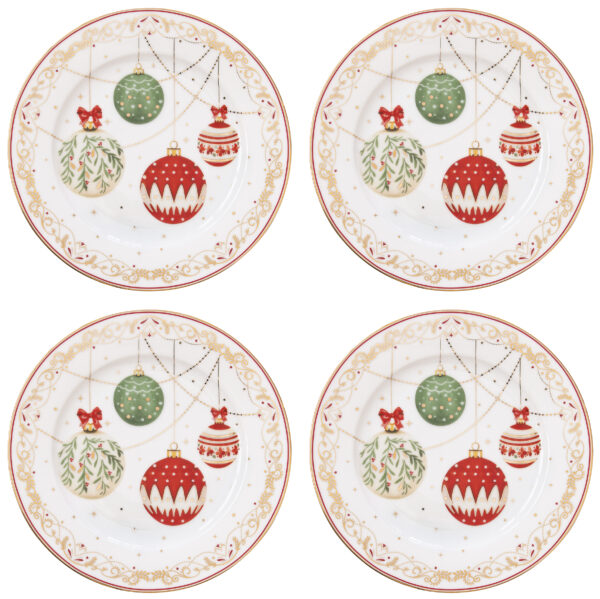 Porcelán desszerttányérszett 4db-os, 19cm, dobozban, Christmas Eve