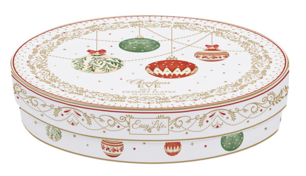 Porcelán desszerttányérszett 4db-os, 19cm, dobozban, Christmas Eve