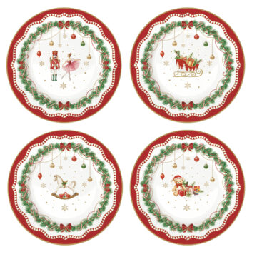 Porcelán desszerttányérszett 4db-os, 19cm, dobozban, Magie de Noel