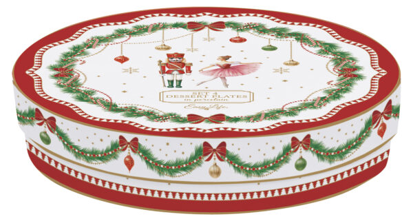 Porcelán desszerttányérszett 4db-os, 19cm, dobozban, Magie de Noel