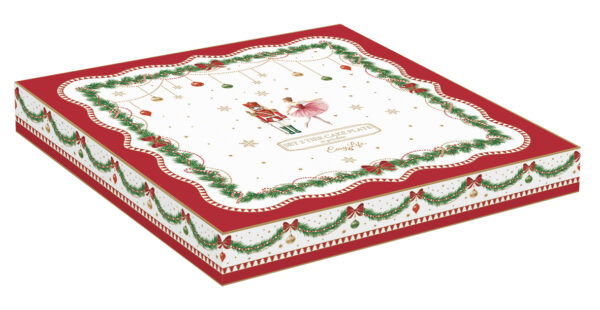 Porcelán süteményes állvány 2 emeletes 19/27cm dobozban, Magie de Noel