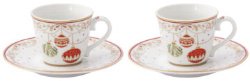 Porcelán eszpreszócsésze+alj 2 személyes 80ml,dobozban, Christmas Eve