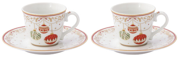 Porcelán eszpreszócsésze+alj 2 személyes 80ml,dobozban, Christmas Eve