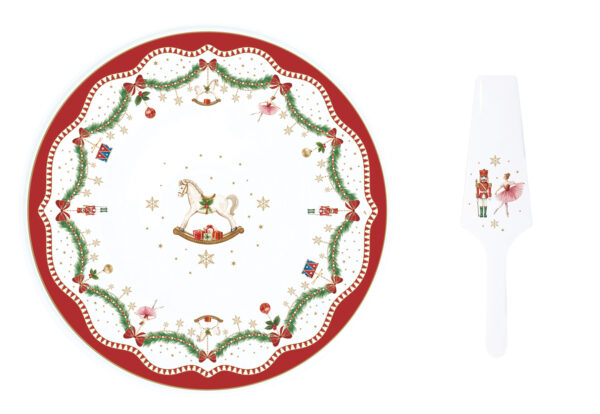 Porcelán tortatál lapáttal 32cm dobozban, Magie de Noel