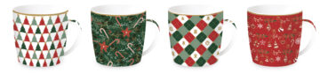 Porcelánbögre 350ml, fémdobozban, Fancy Christmas, Coffee Mania