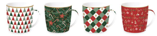 Porcelánbögre 350ml, fémdobozban, Fancy Christmas, Coffee Mania