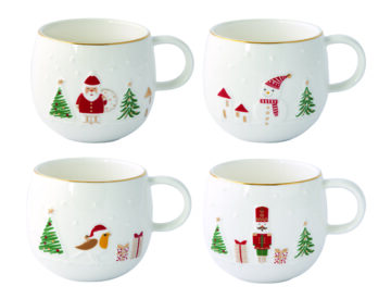 Porcelán eszpresszócsésze+alj 2 személyes, 120ml, dobozban, Let it Snow