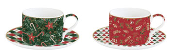Porceláncsésze+alj 240ml, 2 személyes, dobozban, Coffee Mania, Fancy Christmas