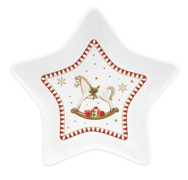 Porcelán csillagtál 15x5cm, dobozban, Magie de Noel