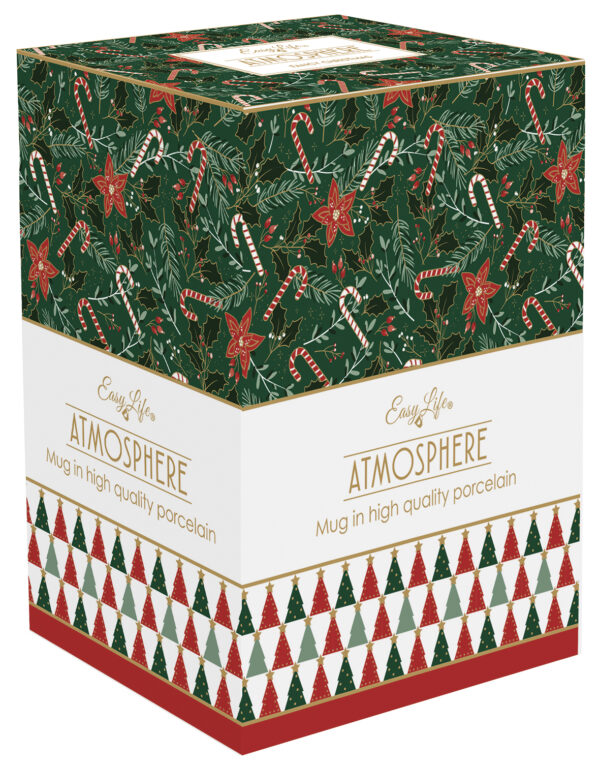 Porcelánbögre 600ml, dobozban, Atmosphere, Fancy Christmas