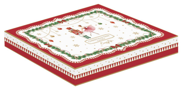 Porcelán fenyőtálca 20,5×25,5cm, dobozban, Magie de Noel