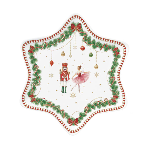 Porcelán csillagtálca 22,5cm, dobozban, Magie de Noel