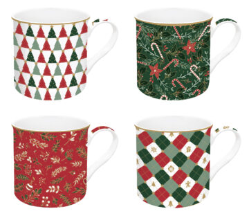 Porcelán bögreszett 4 db-os, 300ml, dobozban, Atmosphere, Fancy Christmas