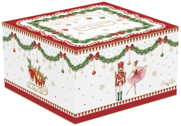 Porcelán teáscsésze+alj, 200ml, dobozban, Magie de Noel