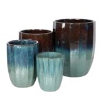 Harlow Rib Vase keramia novenytarto szett voros turkiz